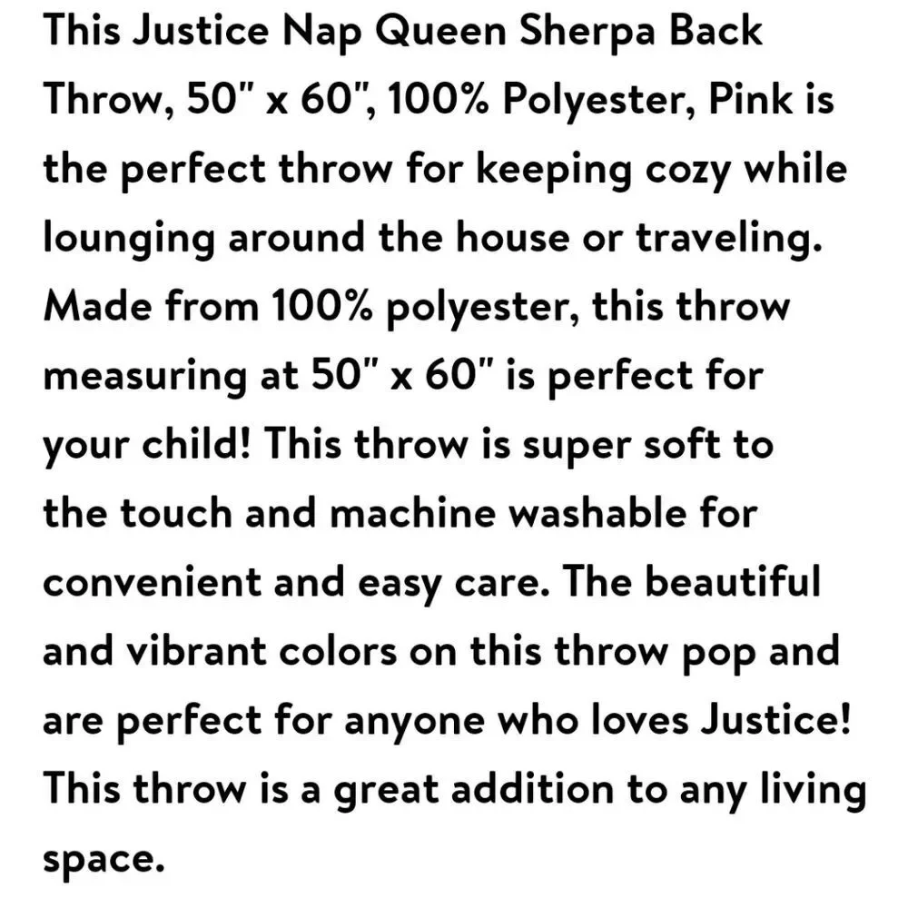 Justice Nap Queen Sherpa Throw‎ Blanket